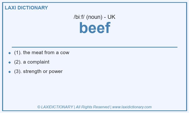 Definition beef in British English