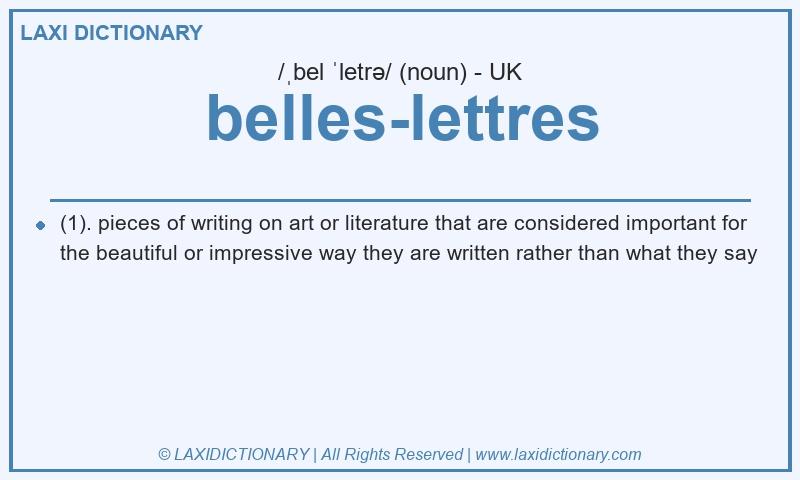 Definition belles-lettres in British English