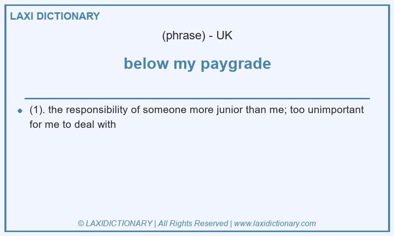 Definition below my paygrade in British English