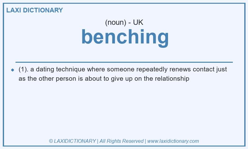Definition benching in British English