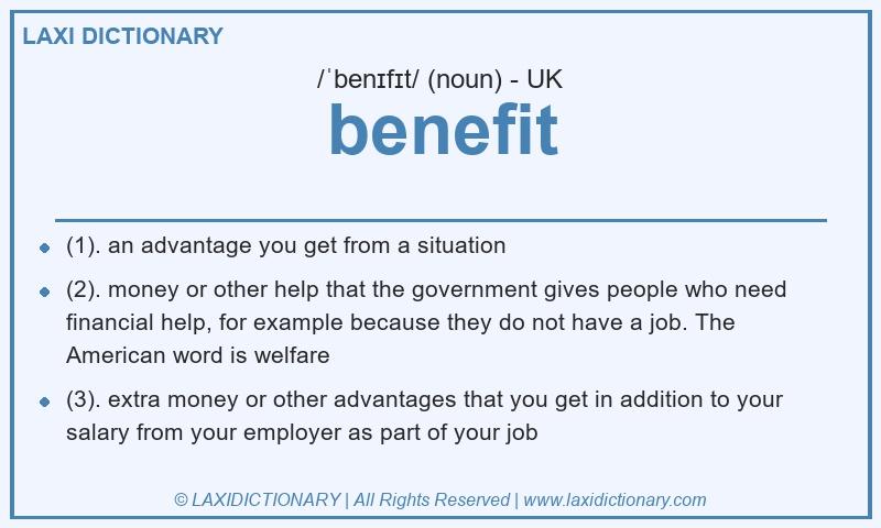 Definition benefit in British English