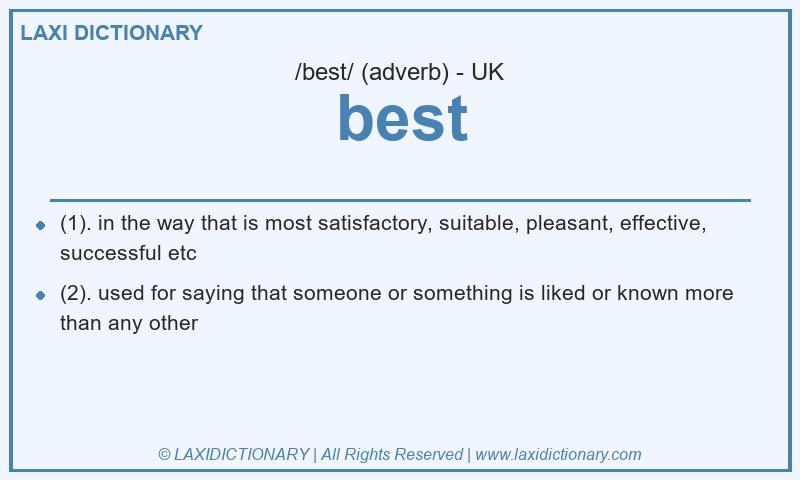 Definition best in British English