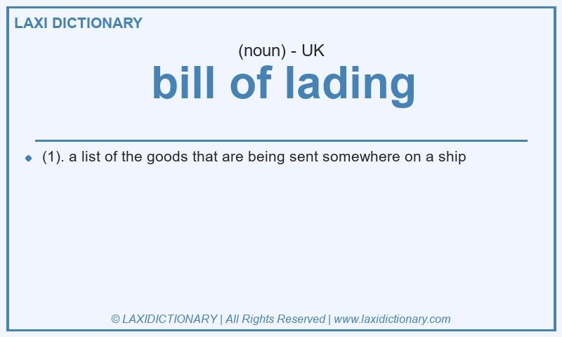 Definition bill of lading in British English