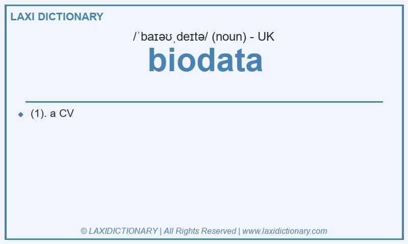 Definition biodata in British English