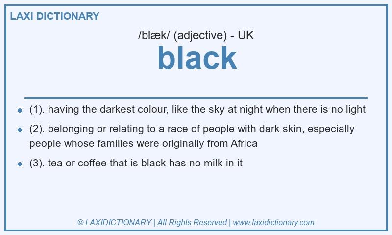 Definition black in British English