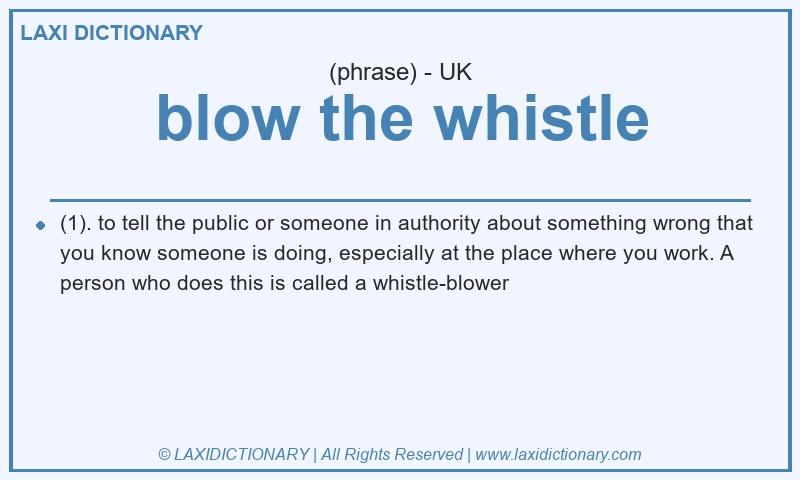 Definition blow the whistle in British English