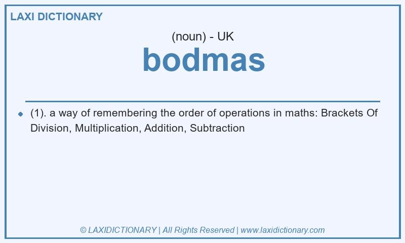 Definition bodmas in British English