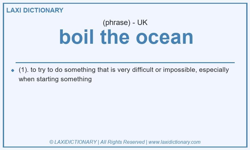 Definition boil the ocean in British English