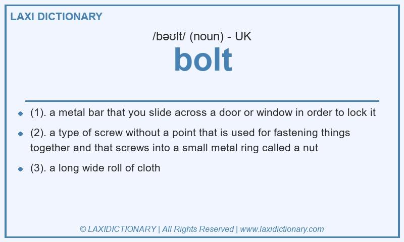 Definition bolt in British English