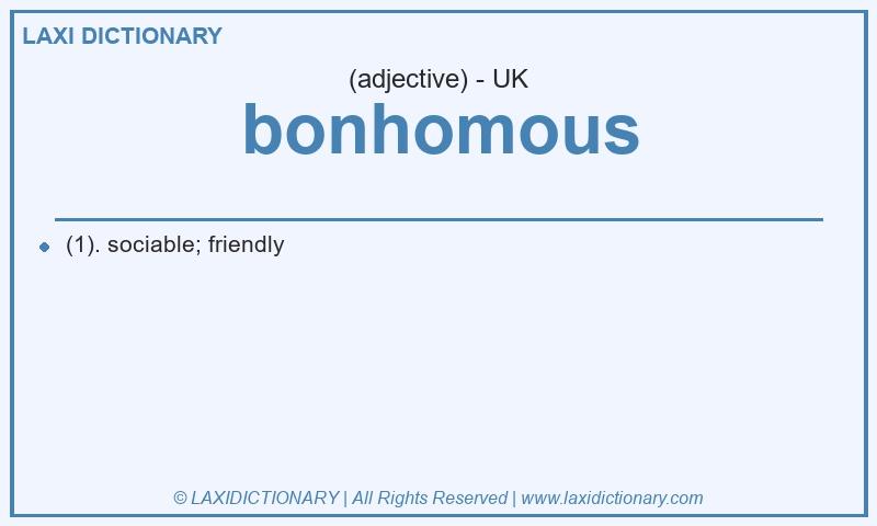 Definition bonhomous in British English