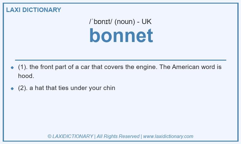 Definition bonnet in British English
