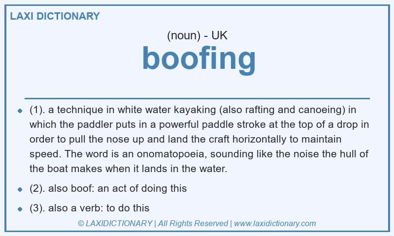Definition boofing in British English