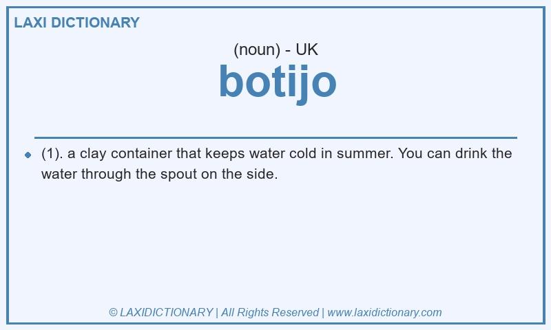 Definition botijo in British English