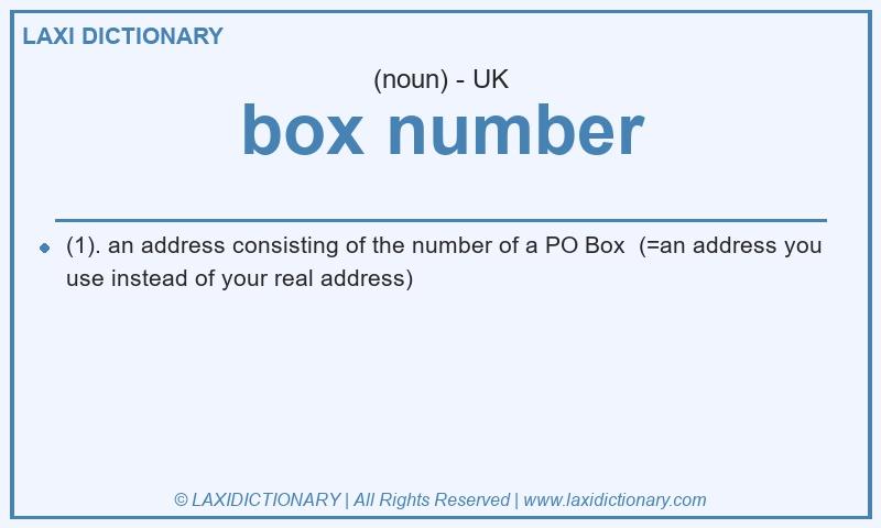 Definition box number in British English