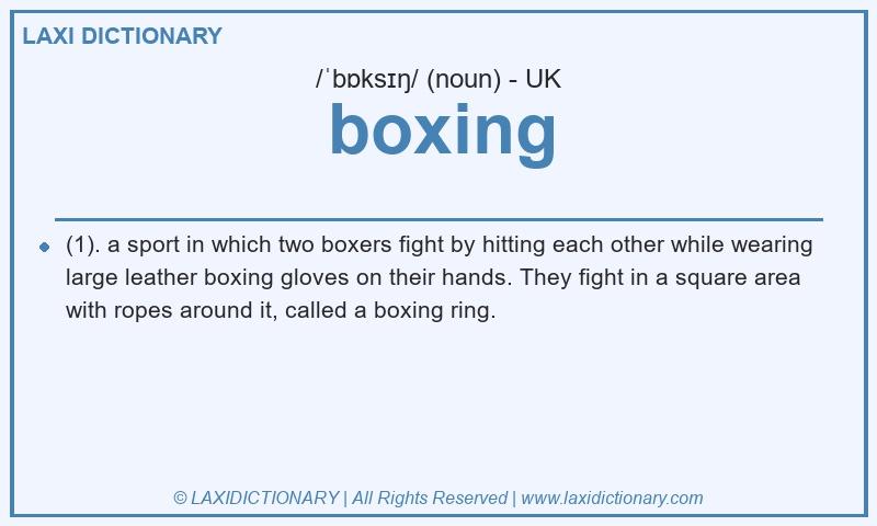 Definition boxing in British English