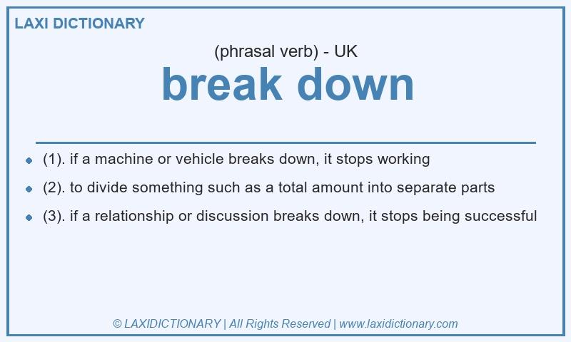 Definition break down in British English