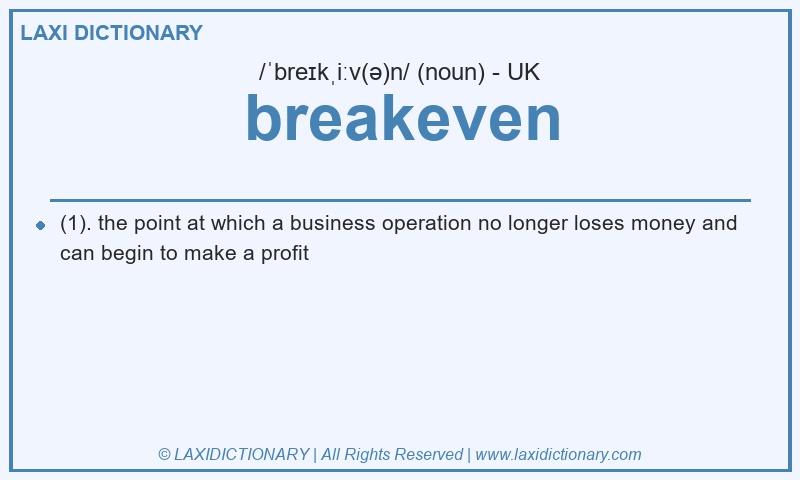 Definition breakeven in British English