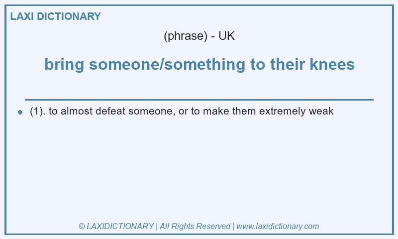 Definition bring someone/something to their knees in British English