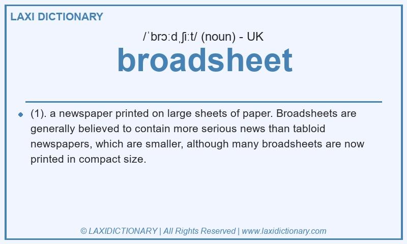 Definition broadsheet in British English