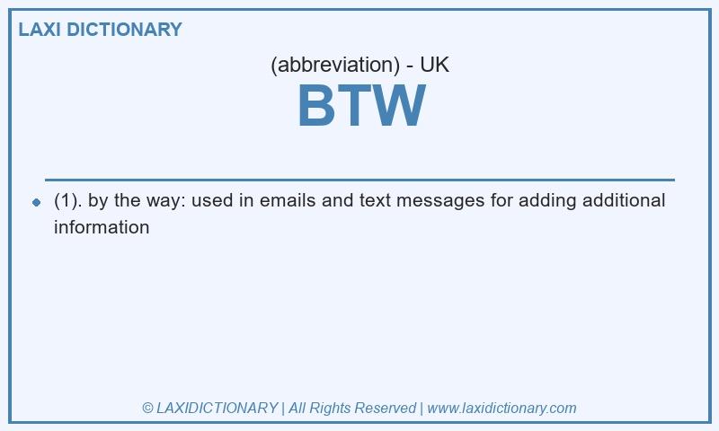 Definition BTW in British English