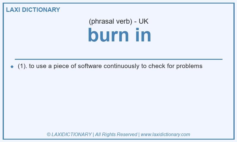 Definition burn in in British English