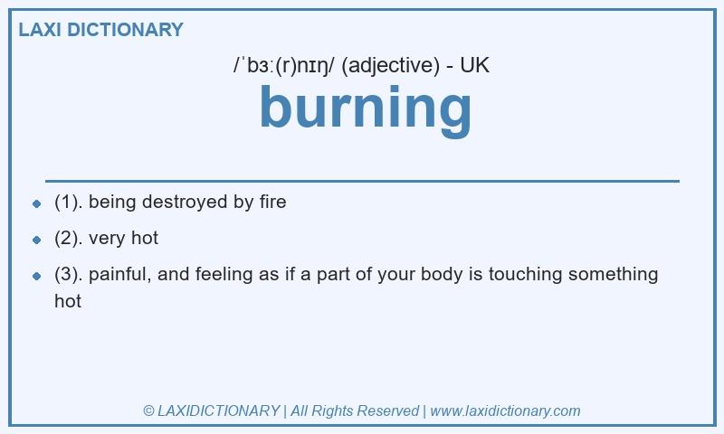 Definition burning in British English