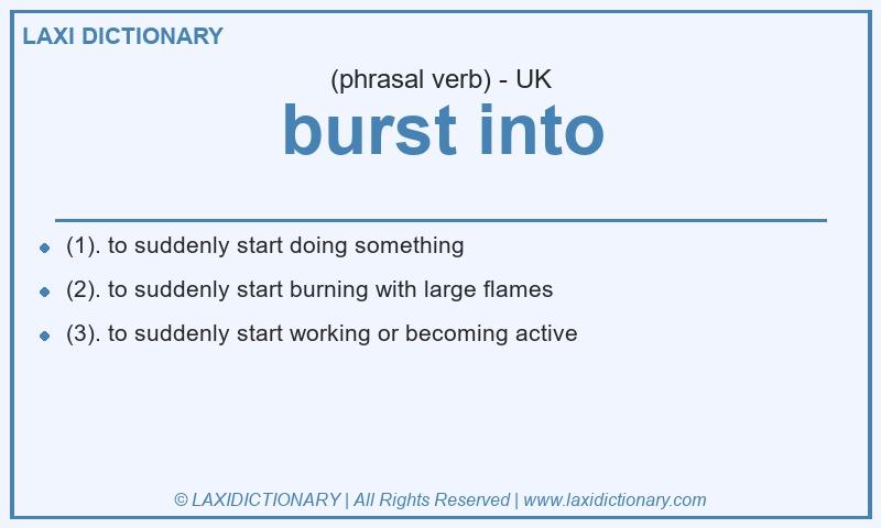 Definition burst into in British English