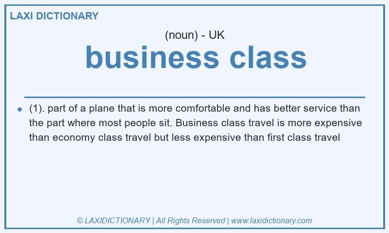 Definition business class in British English