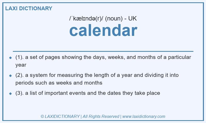 Definition calendar in British English