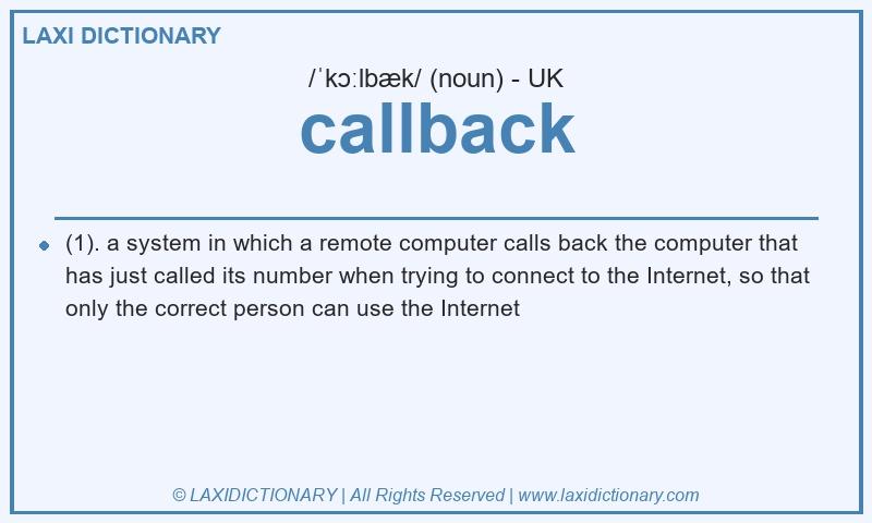 Definition callback in British English