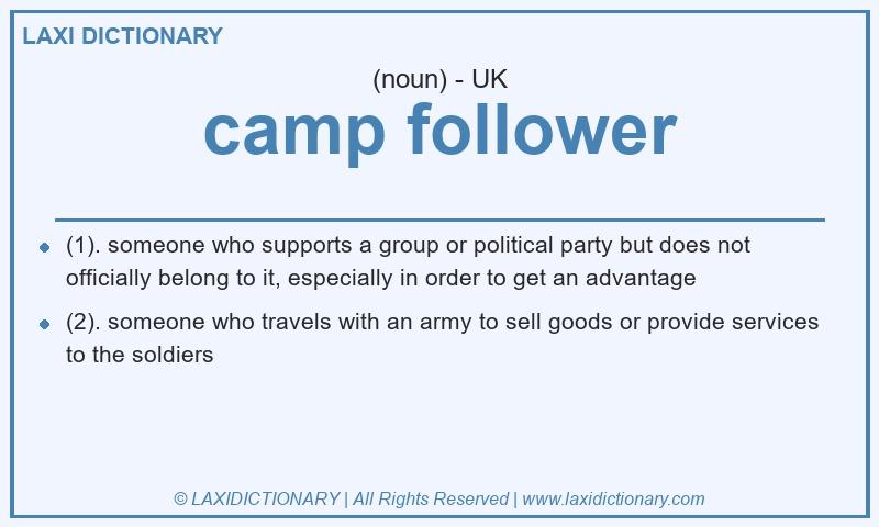 Definition camp follower in British English