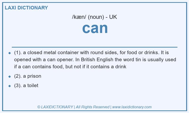 Definition can in British English