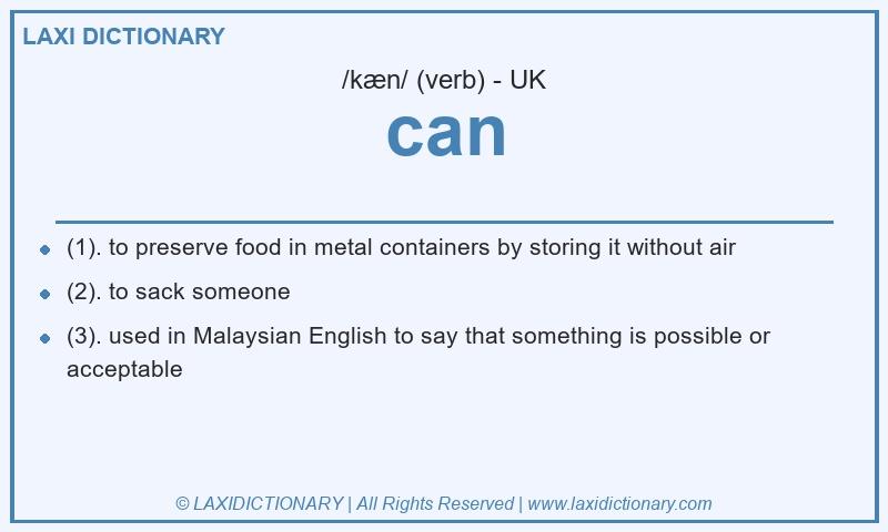 Definition can in British English