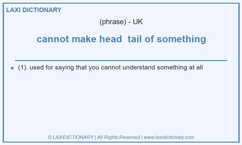 Definition cannot make head tail of something in British English