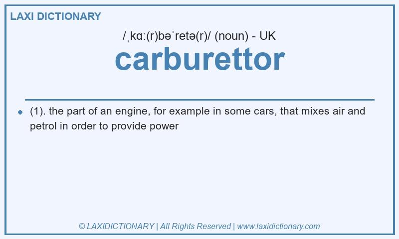 Definition carburettor in British English