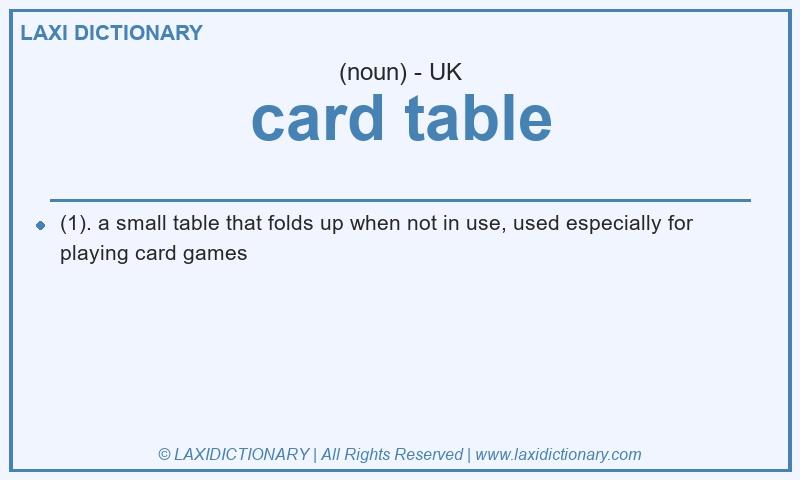 Definition card table in British English