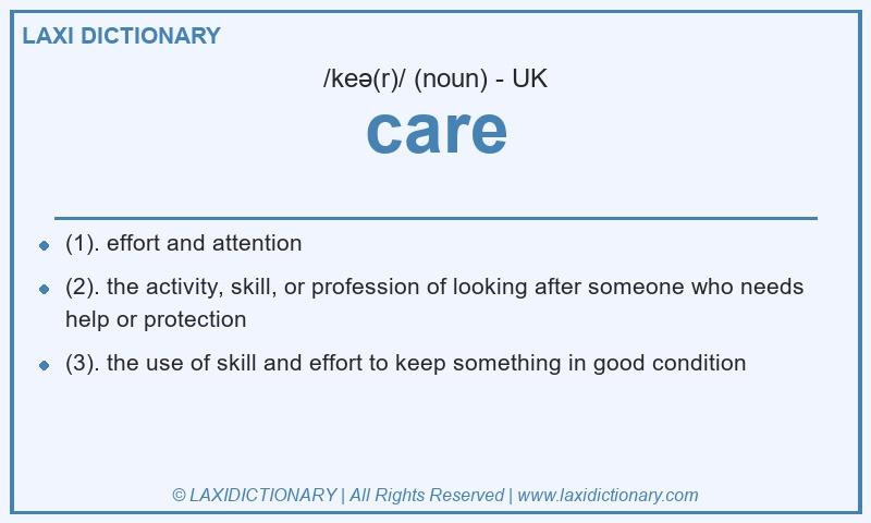Definition care in British English