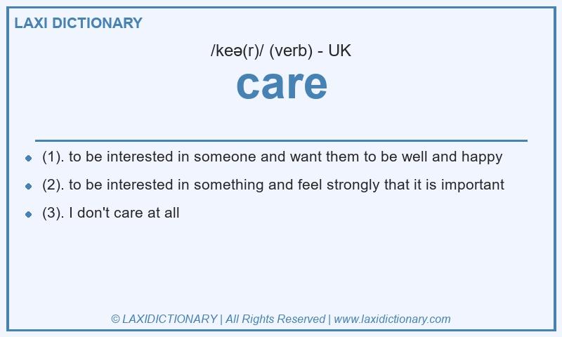 Definition care in British English