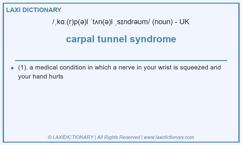 Definition carpal tunnel syndrome in British English