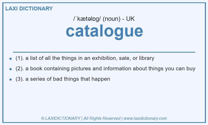 Definition catalogue in British English