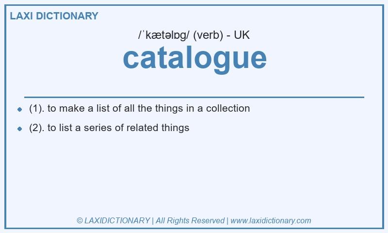 Definition catalogue in British English