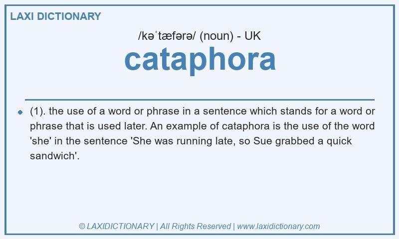 Definition cataphora in British English