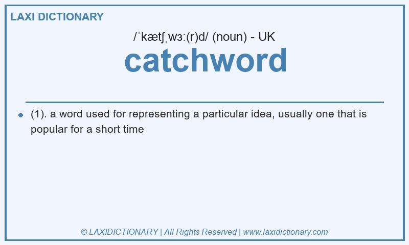 Definition catchword in British English