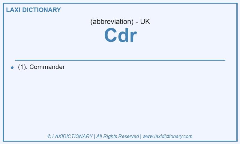 Definition Cdr in British English