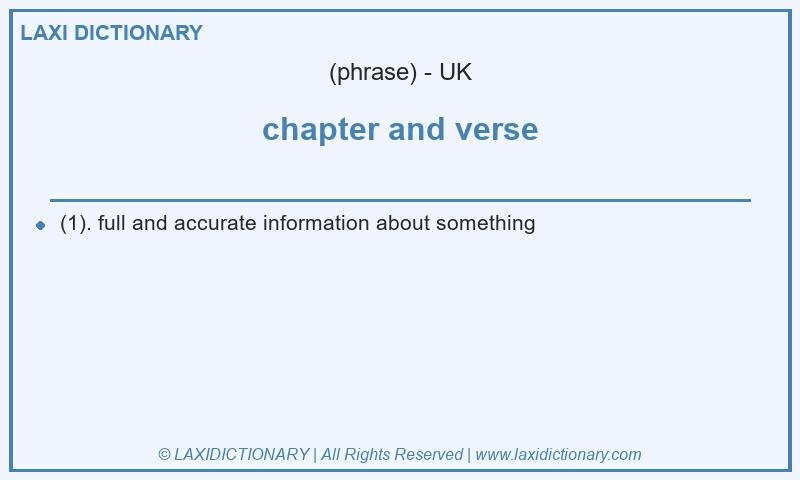 Definition chapter and verse in British English
