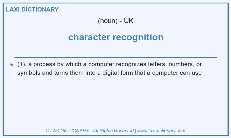 Definition character recognition in British English