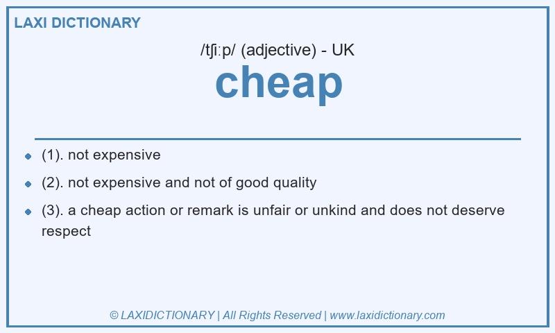 Definition cheap in British English