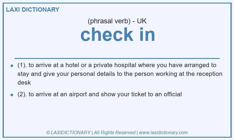 Definition check in in British English