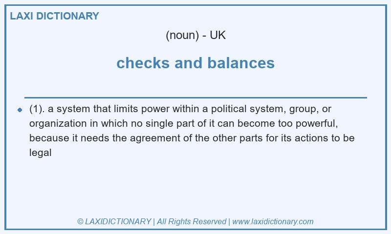 Definition checks and balances in British English