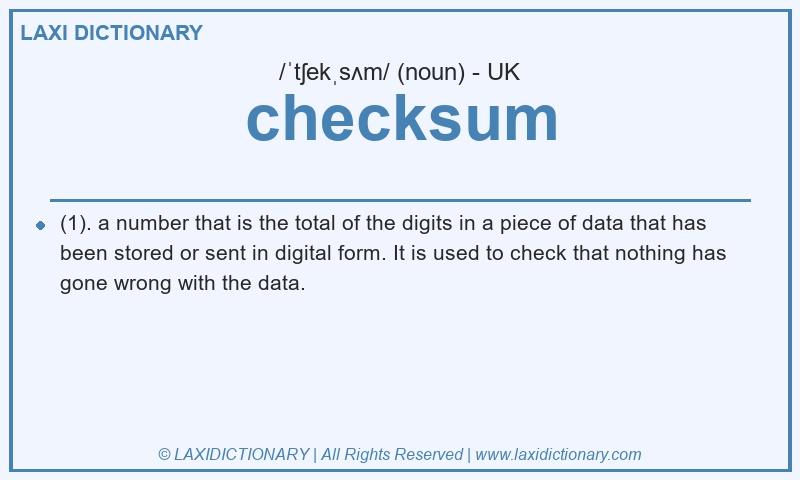 Definition checksum in British English